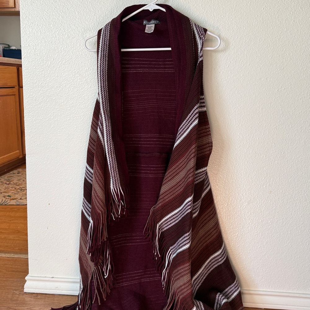 Striped Burgundy and Brown Knit Vest